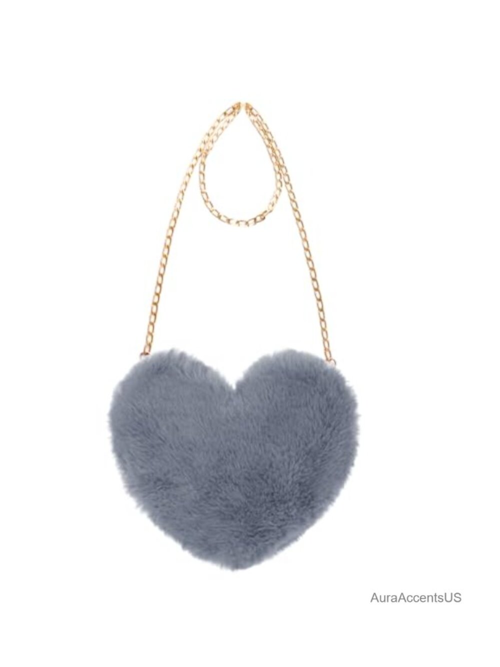 Faux Fur Heart Shaped Crossbody Bag Fluffy Clutch Purse